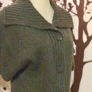 Grey Big Collar Button Sweater